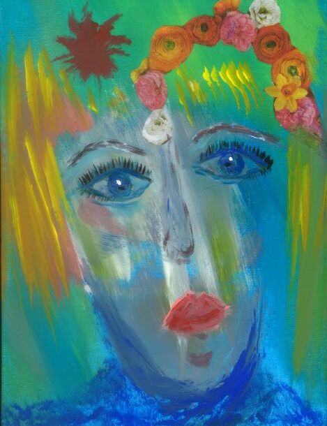 Fleur, original artwork, 'mixed media' afm. 30 x 40 cm.